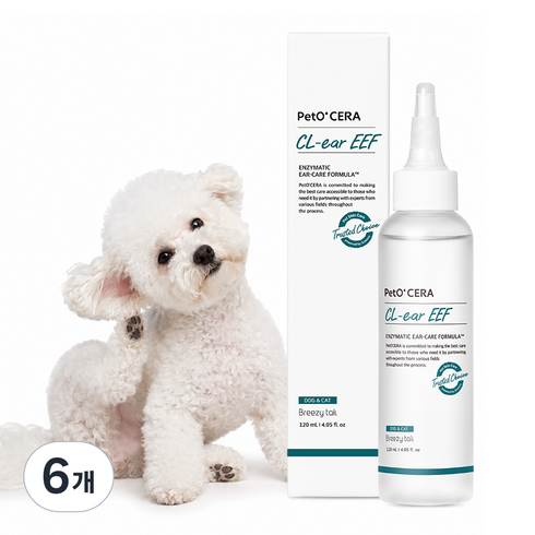 페토세라 자연유래 효소 반려동물 저자극 집중케어 귀세정제 클이어 EEF, 120ml, 6개