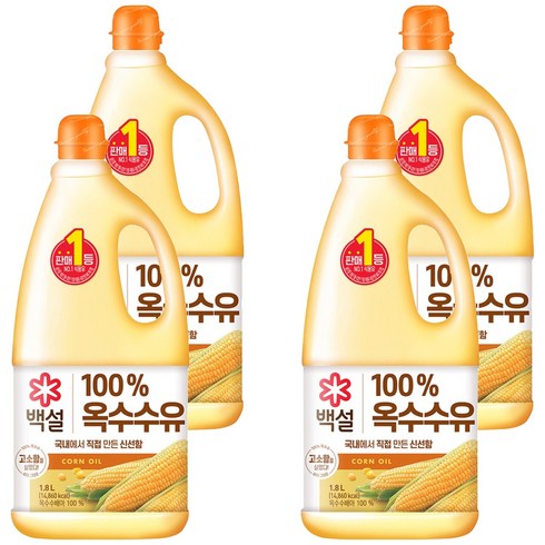 백설 옥수수유, 1.8L, 4개