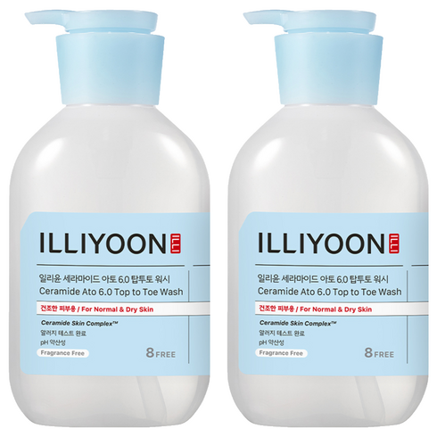 일리윤 세라마이드 아토 6.0 탑투토 바디워시 무향, 500ml, 2개