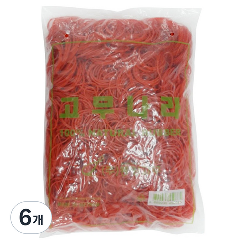 고무나라 1kg 고무밴드 70 x 1.5 mm, 빨강, 6개
