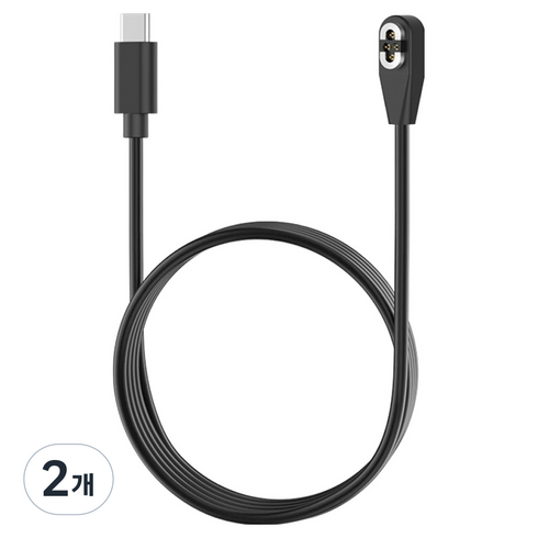 스페이스쉴드 샥즈 오픈 스윔 프로 S710 호환 스탠다드 4핀 마그네틱 USB-C타입 충전 케이블 1m, 블랙, 2개