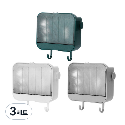 아바드 다용도 비누 수납 받침대 3종 세트, 그린, 그레이, 화이트, 3세트