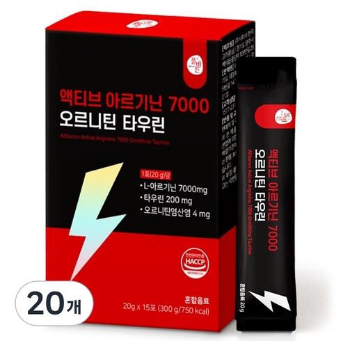 올바른건강식품 액티브 아르기닌 7000 오르니틴 타우린 15p, 300g, 20개