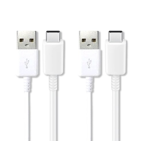 언박싱 삼성호환 USB C타입 고속 충전 케이블, 1.2m, 화이트, 2개