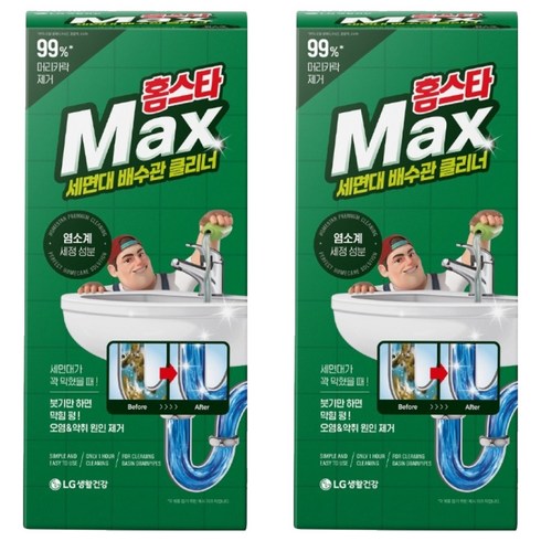 홈스타 맥스 세면대 배수관 클리너, 230ml, 2개