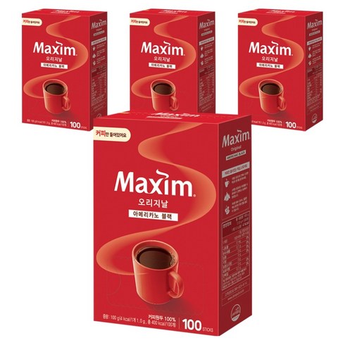 맥심 오리지날 아메리카노 블랙 원두커피스틱, 1g, 100개입, 4개