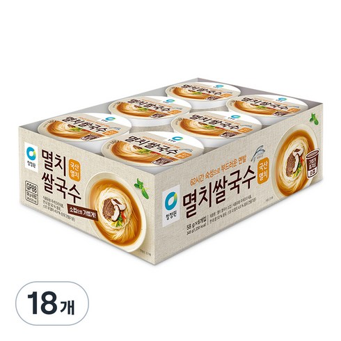 청정원 멸치 쌀국수 소컵, 58g, 18개