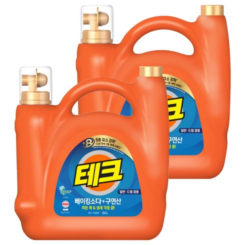테크 베이킹소다 구연산 파워플러스 액체세제 본품, 2개, 5.5L