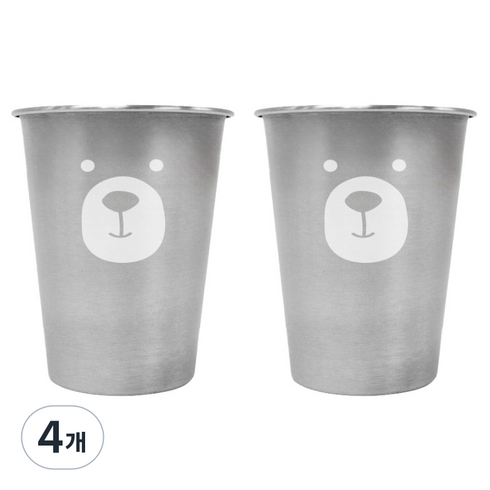 키친유 유아용 베어 스텐 304 컵, 350ml, 4개