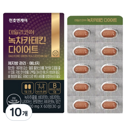 천호엔케어 데일리코어 녹차카테킨 다이어트 30g, 60정, 10개