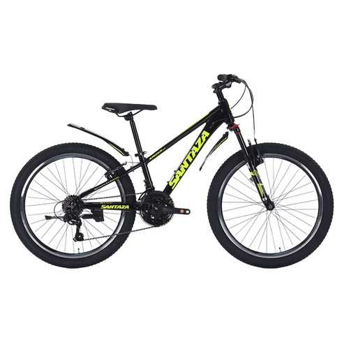 산타자 크라이저2.1V 24 MTB 알루미늄 림 브레이크 12.8kg 신장 135~155cm 방문설치, 블랙 + 라임, 60.9cm(24인치)