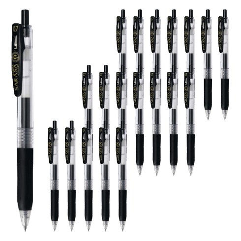 사라사 중성펜 클립 0.7mm JJB15, 흑색, 20개