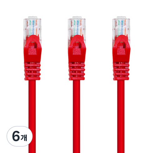 AVIVE CAT.6 UTP 랜케이블 AP-6UTP-2M, 레드, 6개, 2m