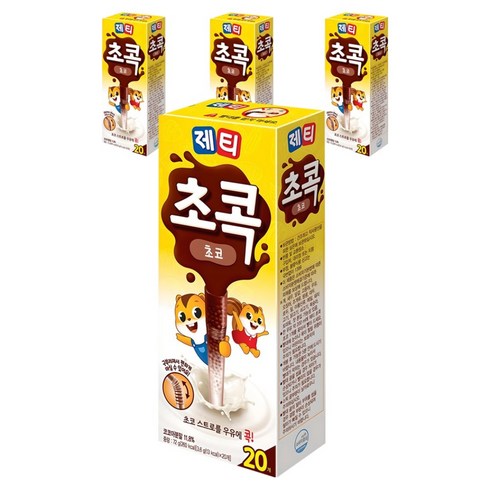 제티 초콕 초코 스트로우, 3.6g, 20개입, 4개