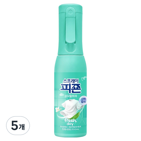 피죤 실내건조 강력탈취 섬유탈취제 프레시데이, 5개, 200ml