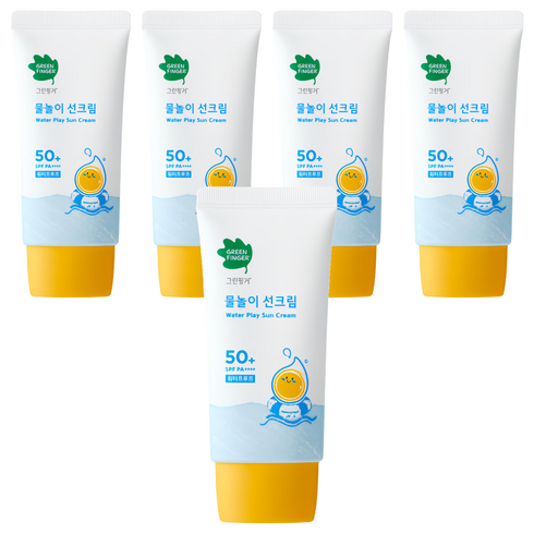 그린핑거 물놀이 유아 선크림 워터프루프 SPF50+ PA++++, 50ml, 5개