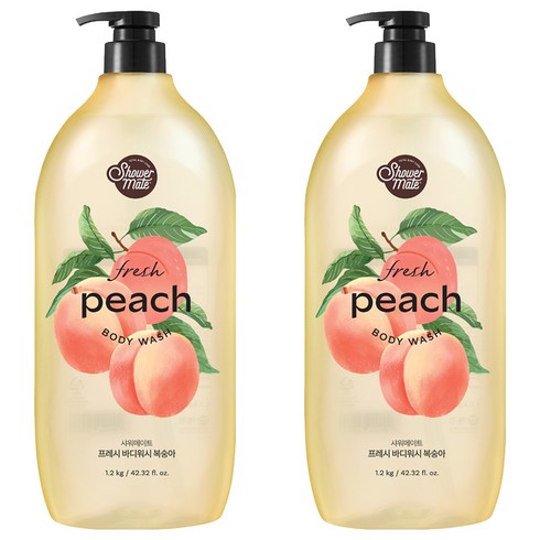 샤워메이트 복숭아 바디워시 과일향, 1.2kg, 2개