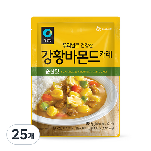 청정원 우리쌀 강황바몬드 카레 순한맛, 100g, 25개