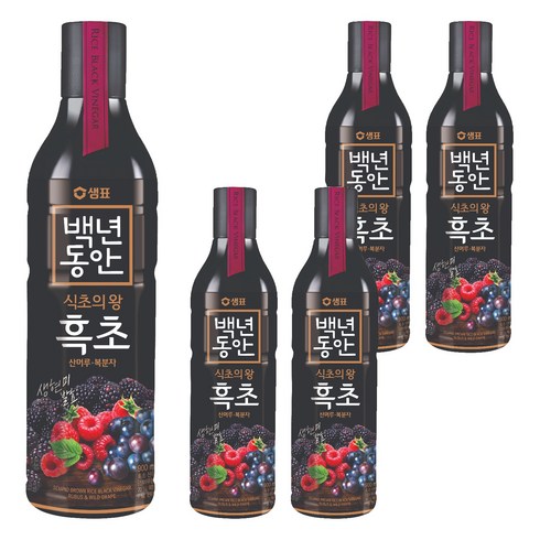 백년동안 산머루 복분자 현미발효 흑초, 900ml, 5개