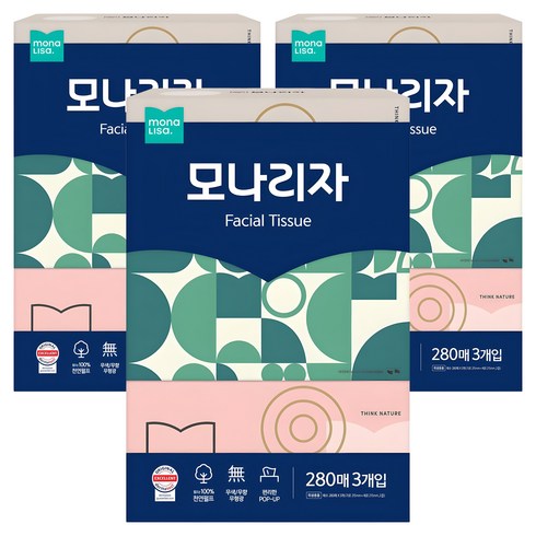 모나리자 천연펄프 미용티슈 2겹, 280매, 9개