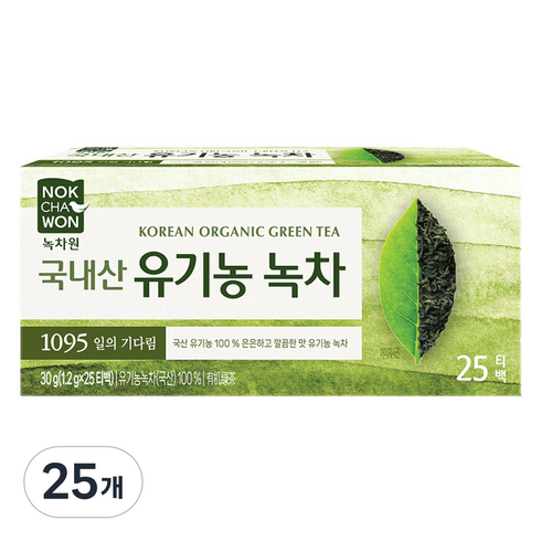 녹차원 국내산 유기농 순수녹차 티백, 1.2g, 25개입, 25개