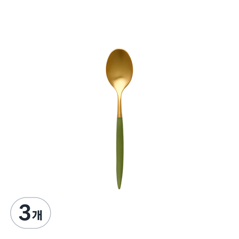 까사무띠 아모르 무광 골드 티 스푼, 그린, 3개