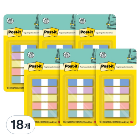 포스트잇 플래그 분류용 필름 683 5PASTEL, 18개, 100매