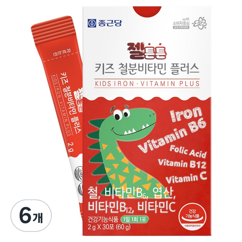 종근당 젤튼튼 키즈 철분비타민 플러스 30p, 60g, 6개