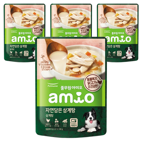 풀무원아미오 전연령 강아지 자연담은 삼계탕 습식사료, 닭, 80g, 4개