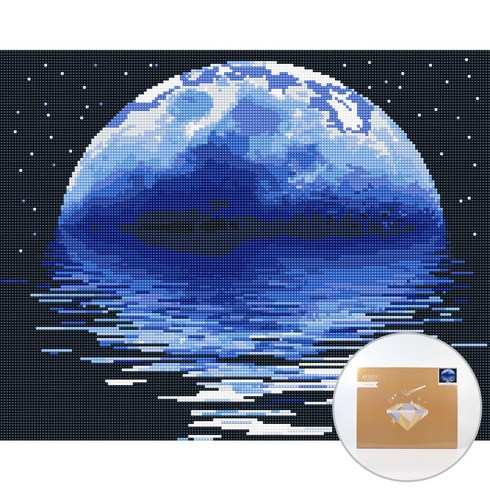 아트조이 DIY 보석 십자수 캔버스형 50 x 40 cm, 달이흐르는바다, 1세트