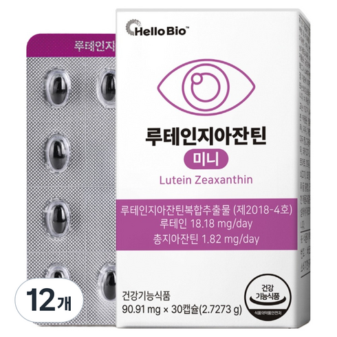 헬로바이오 루테인 지아잔틴 미니 2.7273g, 30정, 12개