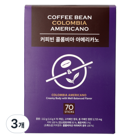 커피빈 콜롬비아 아메리카노 스틱커피, 1.6g, 70개입, 3개