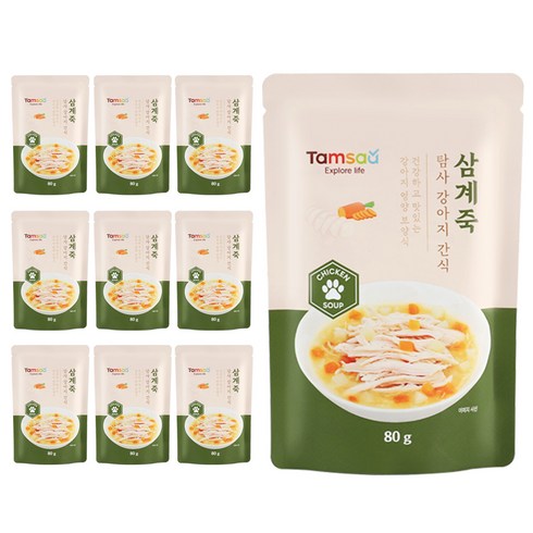 탐사 강아지 보양간식, 삼계죽, 80g, 10개