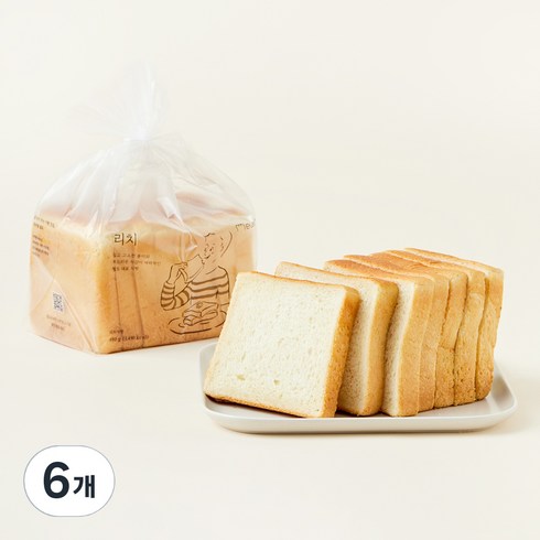 밀도 리치 식빵, 480g, 6개