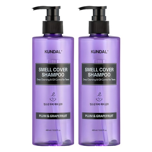 쿤달 올데이 스멜커버 청소년 샴푸 플럼앤그레이프프룻, 400ml, 2개
