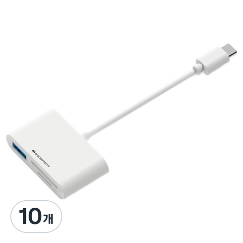 구스페리 C타입 3in1 USB MSD SD 카드리더기, 화이트, 10개