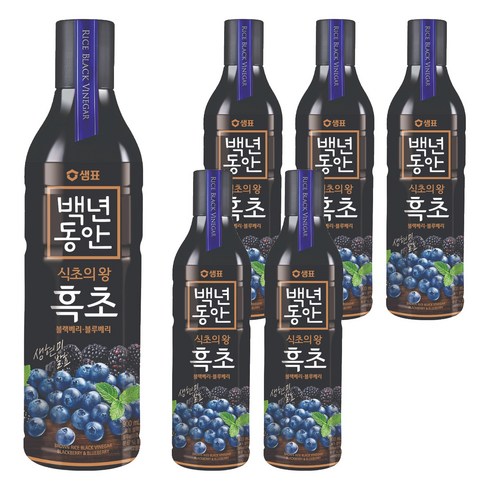 샘표 백년동안 현미발효 흑초 블랙블루베리, 900ml, 6개