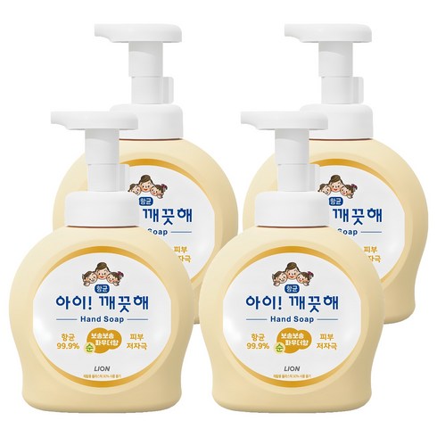 아이깨끗해 항균 폼 핸드솝 순 보송보송 파우더향, 490ml, 4개