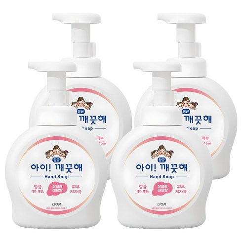 아이깨끗해 항균 폼 핸드워시 레몬향, 490ml, 4개