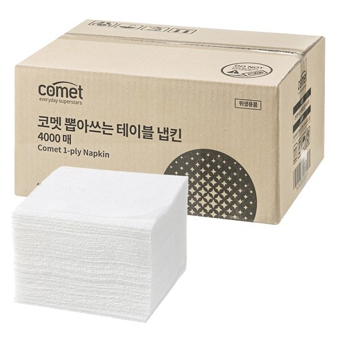 코멧 뽑아쓰는 테이블 냅킨, 흰색, 1개, 4000개입