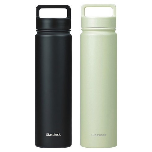 글라스락 스포티 핸들 텀블러 350ml + 700ml, 블랙 + 페일그린, 1세트