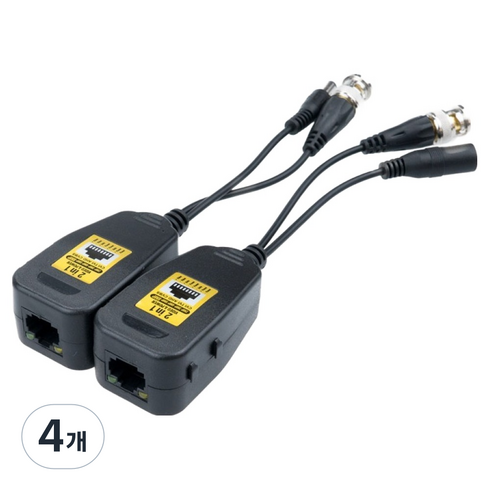 컴스 CCTV 신호연장 8MP 지원 UTP RJ45 포트 BNC 리피터 Balun, 4개, BB964
