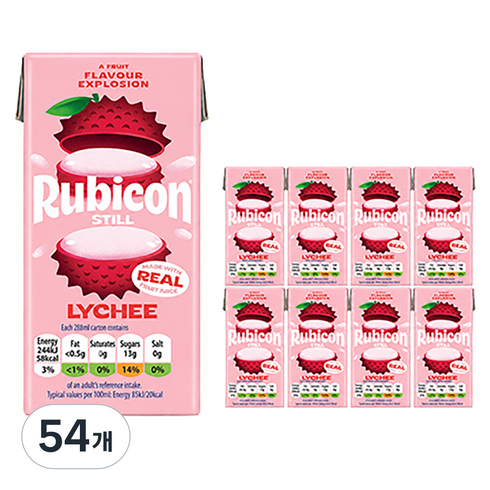 rubicon 리치 NFC 퓌레과즙 주스, 288ml, 54개