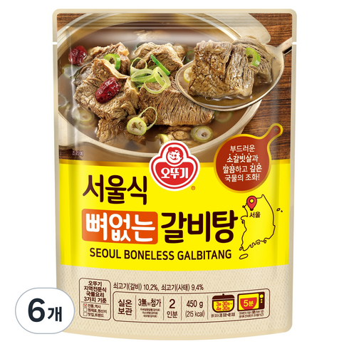 오뚜기 서울식 뼈없는 갈비탕, 6개, 450g