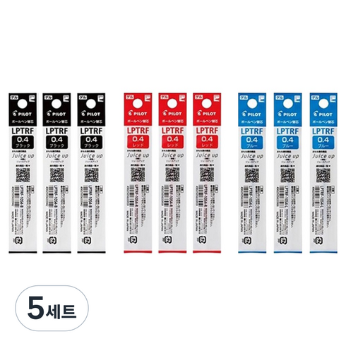 파이롯트 쥬스업 3 / 4 다색볼펜 리필심 0.4mm 3종 x 3p 세트, 블랙, 레드, 블루, 5세트