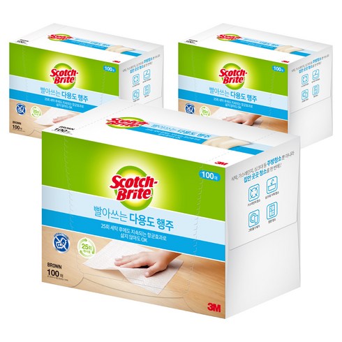 스카치브라이트 빨아쓰는 다용도 행주, 100개입, 3개