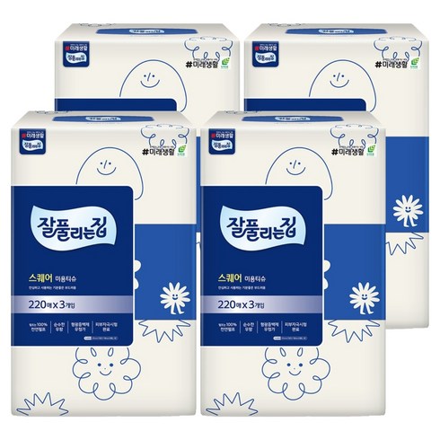 잘풀리는집 천연펄프 미용티슈 2겹, 12개, 220매