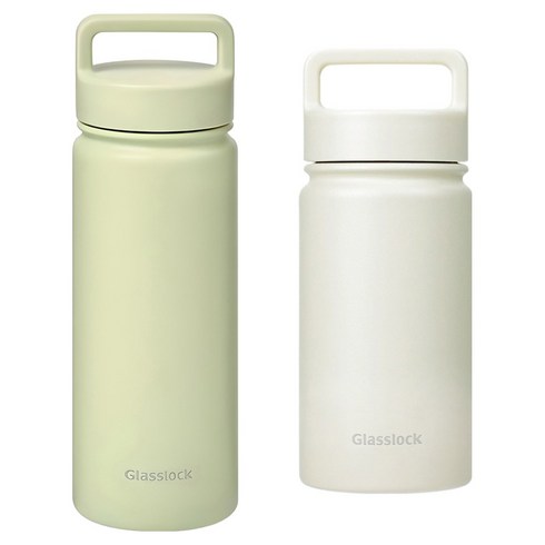 글라스락 스포티 핸들 텀블러 500ml + 350ml, 500ml(페일그린) + 350ml(베이지), 1세트