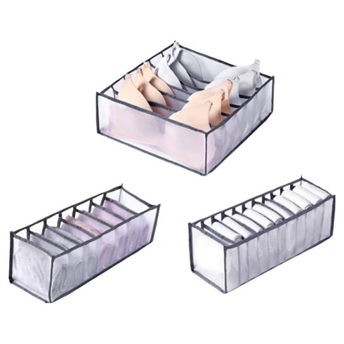 디오셀 망사통풍 다용도 속옷 양말 정리함 3종 세트, 그레이, 1세트