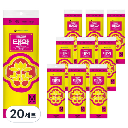 태화 고무장갑 선밴 양손착용 세트, 레드, 중(M), 20세트